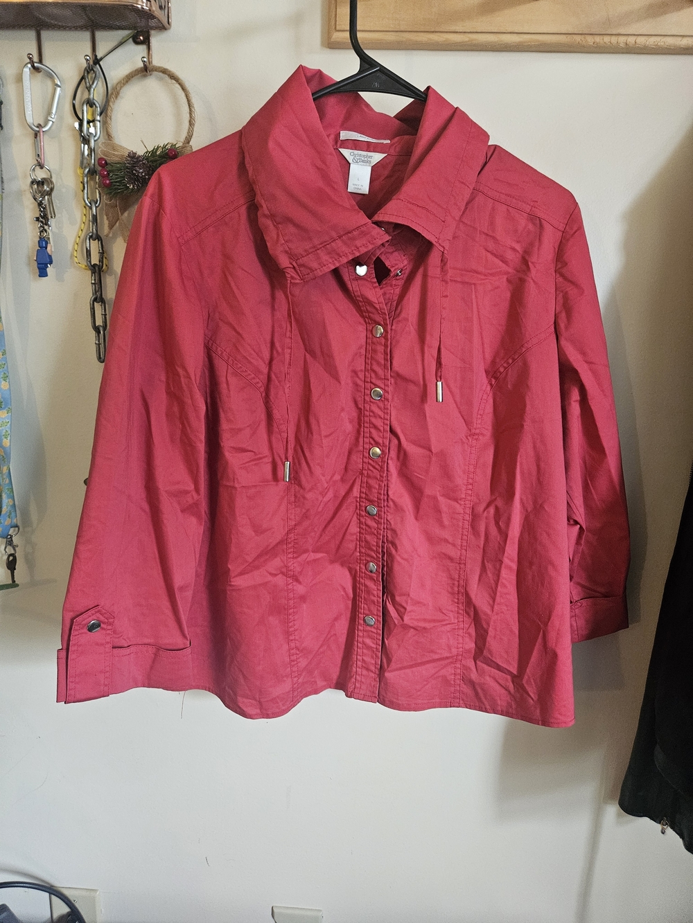 Christopher & Banks Button-Front Drawstring Collar Jacket